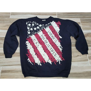 Vintage 90s Maze Tag  L Patriotic America the Beautiful USA Crew Neck Sweatshirt
